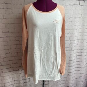 Vans size XL long sleeve raglan style tees peach and white